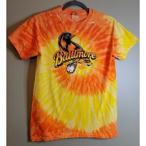 Baltimore Orioles Baseball Orange Yellow Tiedye Tshirt Size S